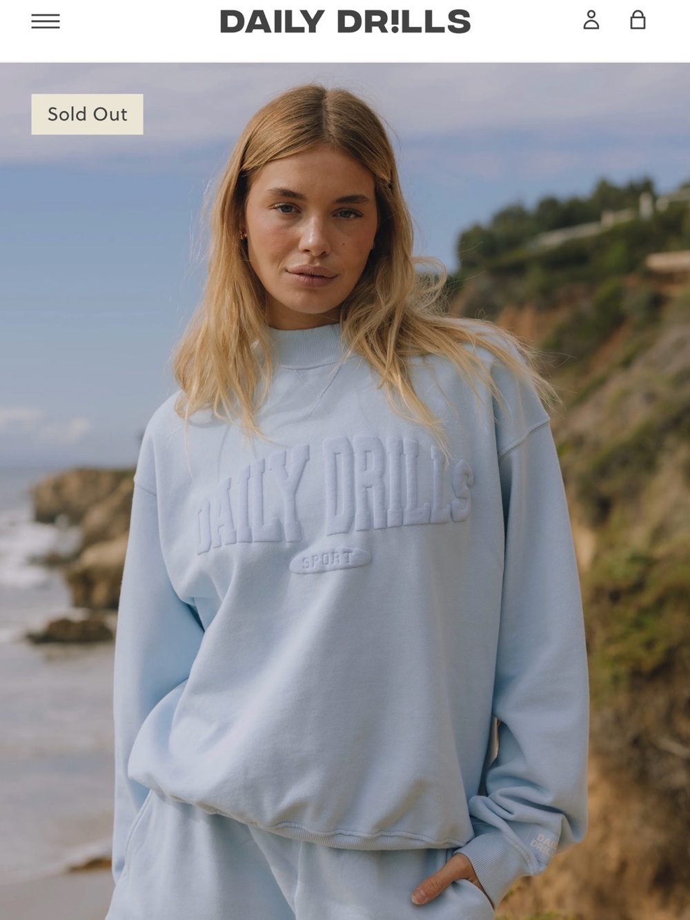 Daily Drills Pale Blue Embossed Crewneck Sweater
